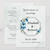 Einladung "Blaue Blumen" (Vorne/Hinten)