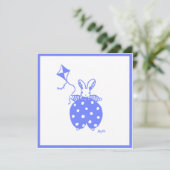 Einladung blauer Junge-Hase (Stehend Vorderseite)