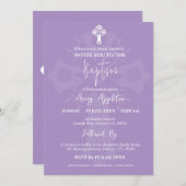 Einladung Bloral Cross Taufe Lilac (Vorne/Hinten)