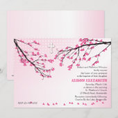 Einladung blühender rosa Branchen (Vorne/Hinten)