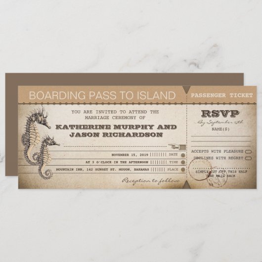 Einladung Boarding Pass Tickets (Vorne/Hinten)