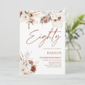Einladung Boho Pampas zum 80. Geburtstag (Stehend Vorderseite)
