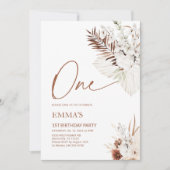 Einladung Boho Pampas zum ersten Geburtstag (Vorderseite)