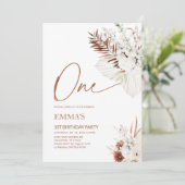 Einladung Boho Pampas zum ersten Geburtstag (Stehend Vorderseite)