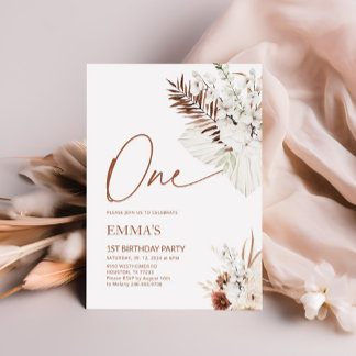 Einladung Boho Pampas zum ersten Geburtstag