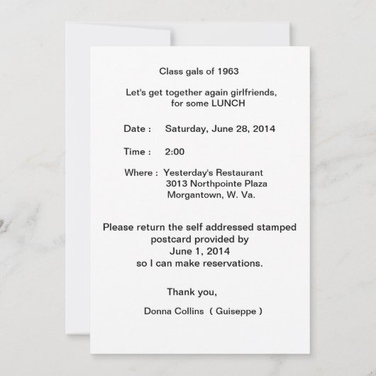 Einladung Brauch 1963 Gals Einladung (Rückseite)