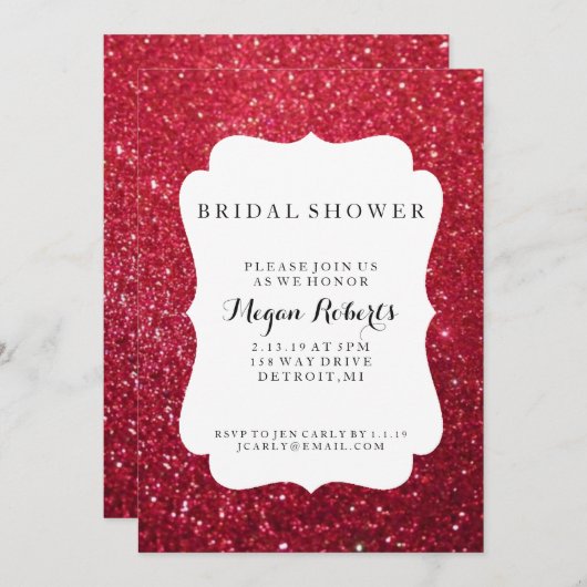 Einladung - Brautparty Day Fab - Cherry Glit (Vorne/Hinten)