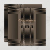 Einladung Brown Art Deco (Vorne/Hinten)