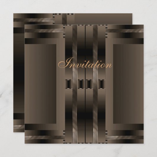 Einladung Brown Art Deco (Vorne/Hinten)