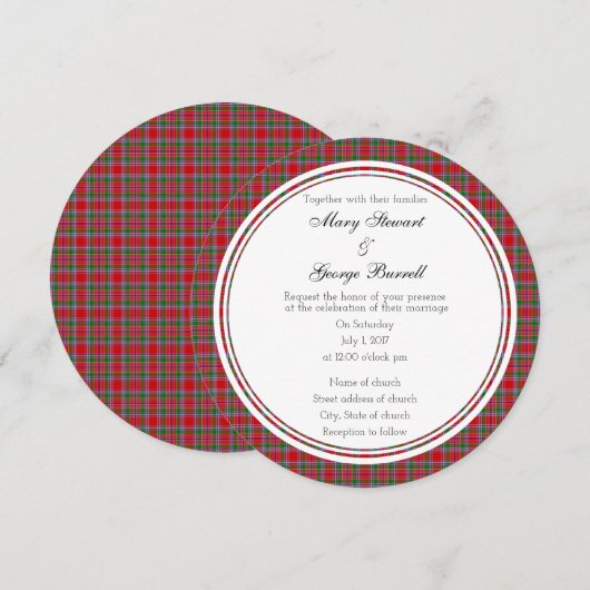 Einladung Burrell Scottish Wedding Round (Vorne/Hinten)