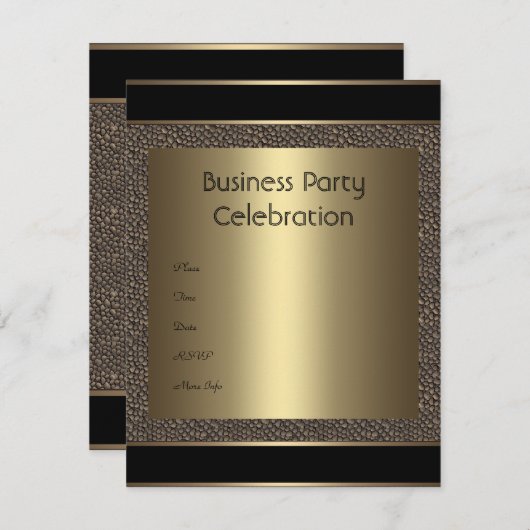 Einladung Business Brown Black Bronze Pebble (Vorne/Hinten)