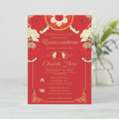 Einladung Charro Einladung in Rot und Gold (Stehend Vorderseite)