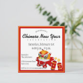 Einladung chinesischer Löwen und Feuerwehrmänner (Stehend Vorderseite)