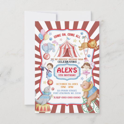 Einladung Circus Birthday (Vorderseite)