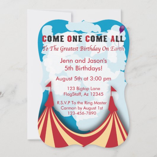 Einladung Circus Birthday (Vorderseite)
