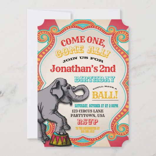 Einladung Circus Birthday (Vorderseite)