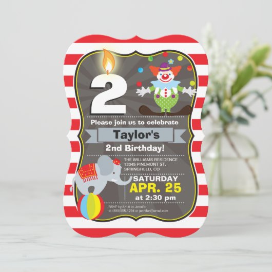 Einladung Circus Birthday (Stehend Vorderseite)