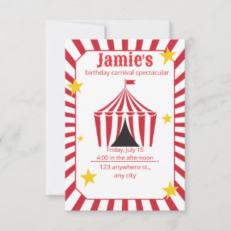 Einladung Circus Birthday | Red Carnival Zelt