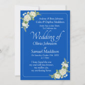 Einladung Cobalt Blue & White Roses Hochzeit (Vorderseite)