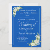 Einladung Cobalt Blue & White Roses Hochzeit (Vorderseite)