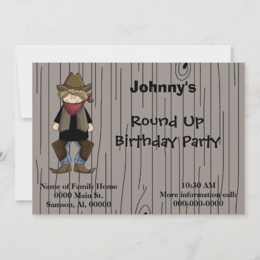 Einladung Cowboy Geburtstagsparty (Vorderseite)