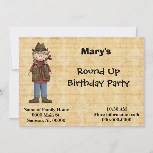Einladung Cowgirl Geburtstagsparty (Vorderseite)