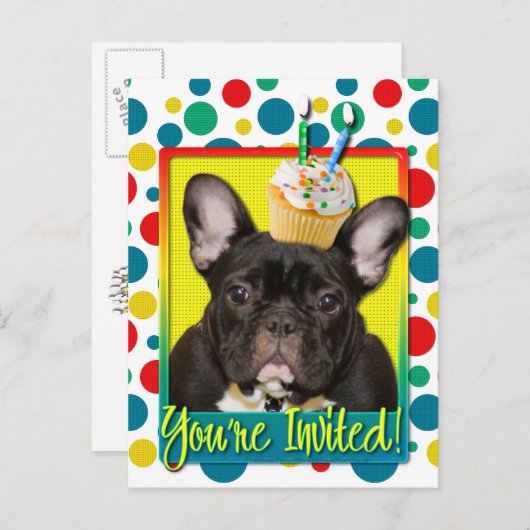 Einladung Cupcake 2 Jahre alt - Französischer Bull (Vorne/Hinten)