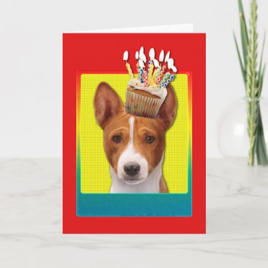 Einladung Cupcake - Basenji (Vorderseite)