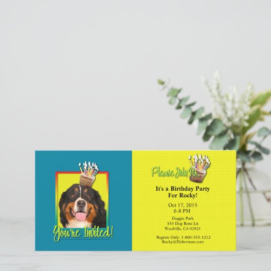Einladung Cupcake - Berner Hund (Stehend Vorderseite)