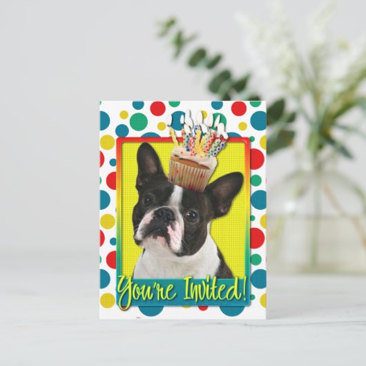 Einladung Cupcake - Boston Terrier (Stehend Vorderseite)