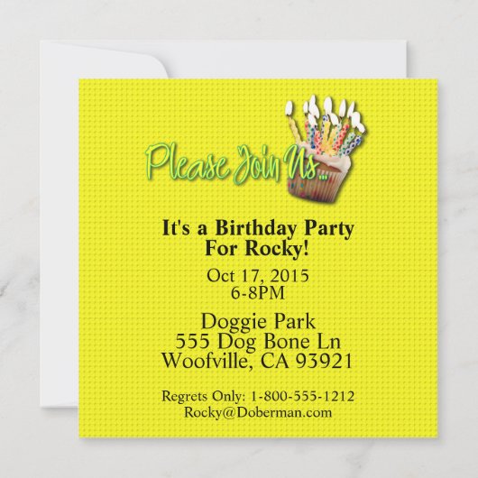 Einladung Cupcake - Boxer - Vindy (Rückseite)