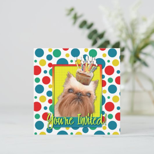 Einladung Cupcake - Brüssel Griffon (Stehend Vorderseite)