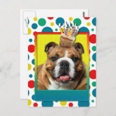 Einladung Cupcake - Bulldog - Dunkel Postkarte (Vorne/Hinten)