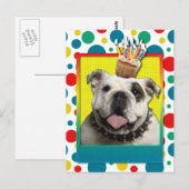 Einladung Cupcake - Bulldog - Light Postkarte (Vorne/Hinten)