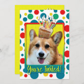 Einladung Cupcake - Corgi - Owen (Vorne/Hinten)