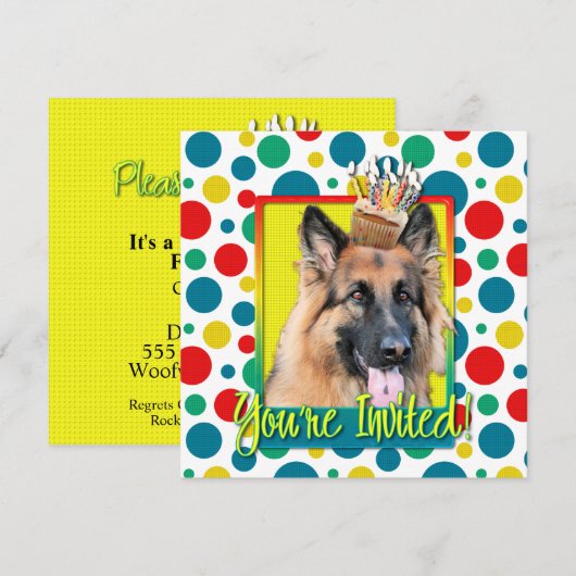 Einladung Cupcake - Deutscher Hirte - Chance (Vorne/Hinten)