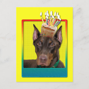Einladung Cupcake - Doberman - Rot - Rocky Postkarte