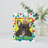 Einladung Cupcake - French Bulldog - Aquamarin (Stehend Vorderseite)