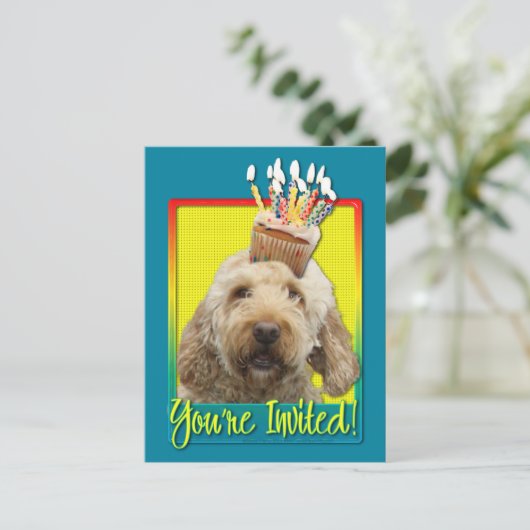 Einladung Cupcake - Golden Doodle (Stehend Vorderseite)