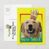 Einladung Cupcake - Golden Retriever - Mickey (Vorne/Hinten)
