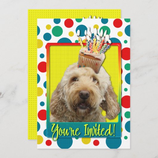 Einladung Cupcake - GoldenDoodle (Vorne/Hinten)