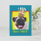Einladung Cupcake - Mops (Stehend Vorderseite)