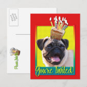 Einladung Cupcake - Mops (Vorne/Hinten)