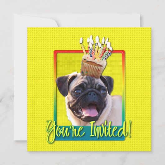 Einladung Cupcake - Mops (Vorderseite)