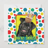 Einladung Cupcake - Mops - Ruffy (Vorderseite)