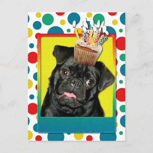 Einladung Cupcake - Mops - Ruffy Postkarte (Vorderseite)