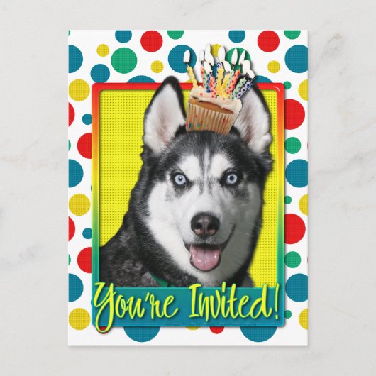 Einladung Cupcake - Sibirischer Husky (Vorderseite)