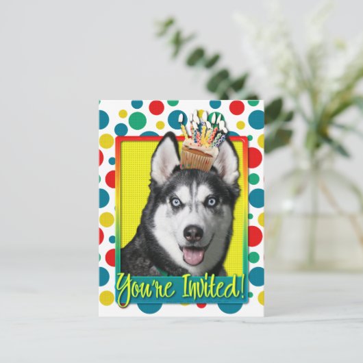 Einladung Cupcake - Sibirischer Husky (Stehend Vorderseite)