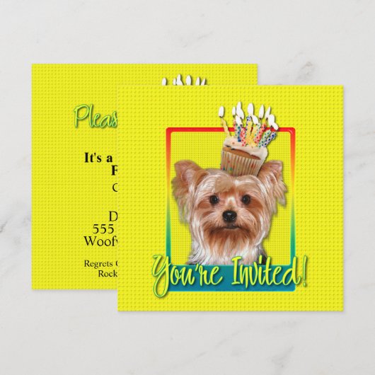 Einladung Cupcake - Yorkshire Terrier (Vorne/Hinten)