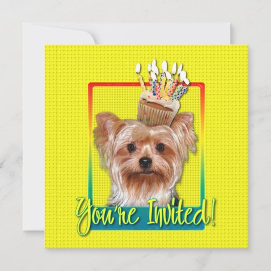Einladung Cupcake - Yorkshire Terrier (Vorderseite)